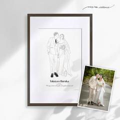 前撮り︱結婚写真からオシャレな線画イラストにします