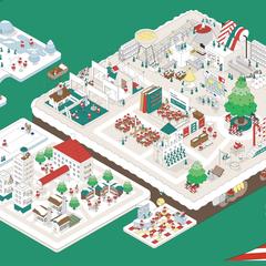 アイソメイラストのクリスマス・タウン