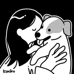 ジャックラッセルテリアと女性の似顔絵イラスト