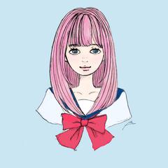 　ピンクヘアー女子