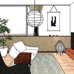 自分の部屋、手書き風パース
