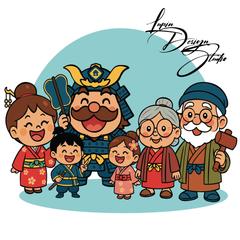 戦国ファミリーをテーマにしたゆるキャラ風のキャラクターを制作
