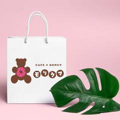 coffee ＆ donut ショップ 　モリクマのロゴ