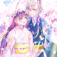 桜の中の男女イラスト