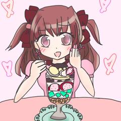 パフェを食べる女の子のイラスト