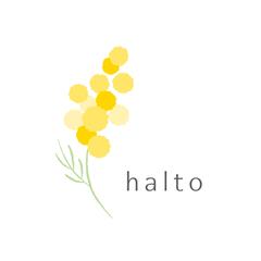 ロゴデザイン｜小さなカフェ　halto　ミモザロゴ