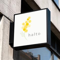 ロゴデザイン｜小さなカフェ　halto　ミモザロゴ