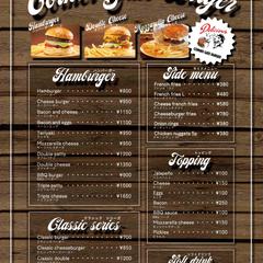 ハンバーガー屋さんのメニュー表作成