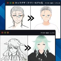 配信・VR向けキャラクターデザインラフと３D化例