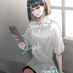 女性/膝上　背景あり