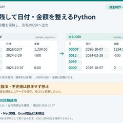 IDを残して日付・金額を整えるPython