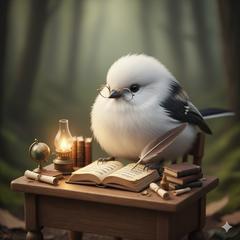 勉強するシマエナガ
