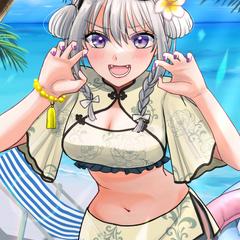 がおーしている女の子