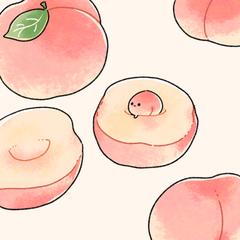 桃と桃のキャラクターイラスト