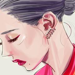 赤をメインとした女性のイラスト
