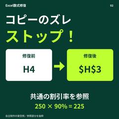 Excel数式の参照ずれ修復 自主制作見本