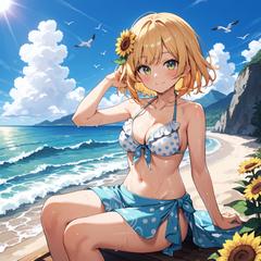 ひまわりと夏の微笑み