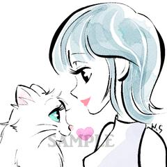 私とペットのイラストアイコン