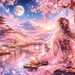 幻想アート　桜舞う儚さと美しさ　アイコン　ヘッダー