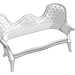 3Dソファ（線画化）