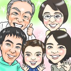複数名似顔絵sample