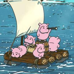 いかだで冒険するカバさん