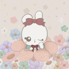 花に包まれた淡色アニマルイラスト