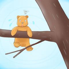 おりられなくなった子熊