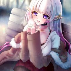 Vライバー夜桜みゅーら様一枚絵（冬のひと時）