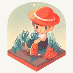 絵本風ヴィネットイラスト