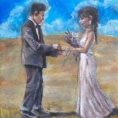 結婚証明書用｜オーダー油絵（ウェディングアート）