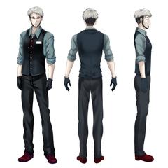 男性キャラクター　デザインの三面図