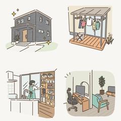 リーフレット用インテリアイラスト