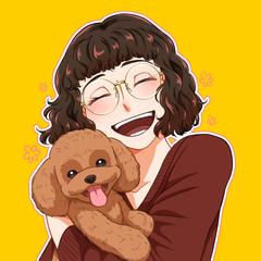 アイコンサンプル　女性と犬