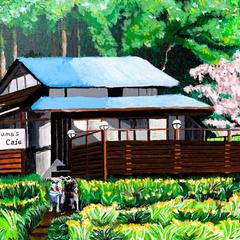 古民家カフェ「Kuma’s cafe」の店内アート作成