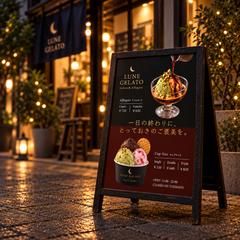 【飲食店】ジェラートショップ 店頭看板デザイン