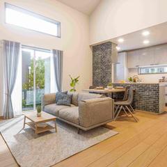 ナチュラルモダンなLDK｜戸建住宅 内観3Dパース