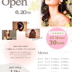 【フェミニン・きれいめ】ヘアーサロンのチラシを作成
