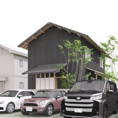 焼板貼の2階建て