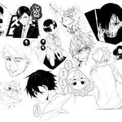漫画っぽい画風で色々な男性練習