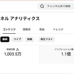 YouTubeの総視聴回数が1000万回を超えました