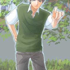 緑の中の男性キャラクター