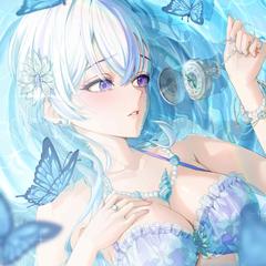 蝶と人物のイラスト作成