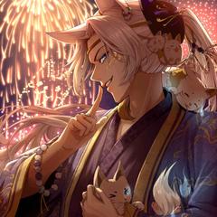 花火と人物のイラスト作成