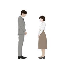 初顔合わせの男性と女性のイラスト