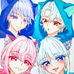 4人のネコ耳フード