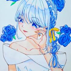 青い薔薇の女の子