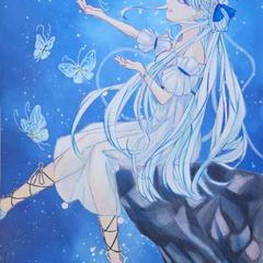 星空と蝶の女の子