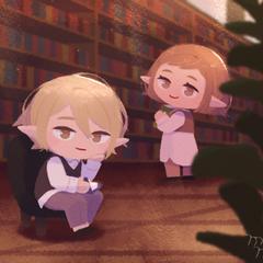 図書館にて
