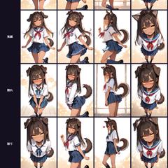 アニメ調キャラLoRA 表情×角度検証グリッド